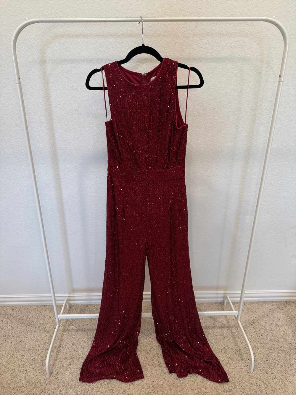Baltic Born Burgundy Sequin Sleeveless Jumpsuit
